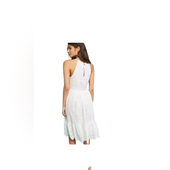 Anthropologie Maeve White Eyelet Sundress Sz 2 High Neck Full Skirt Cruise Vacay - Picture 5 of 9